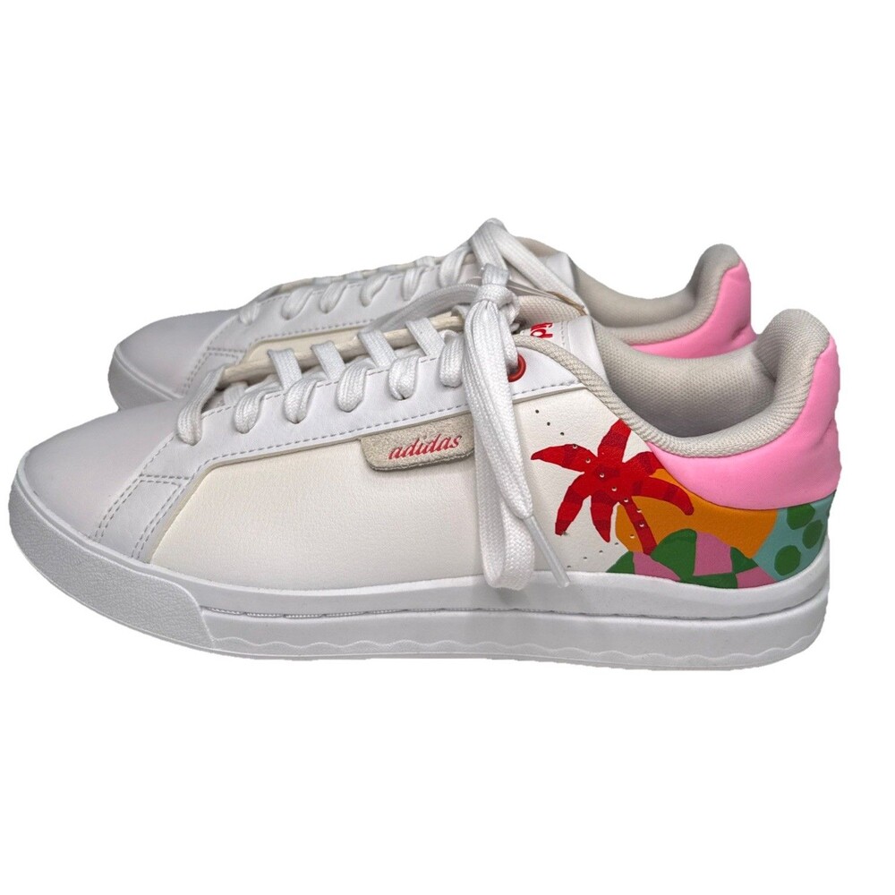 Farm Rio X Adidas 7.5 Court Silk Tennis Shoes White Ivory Tropical Womens NWT